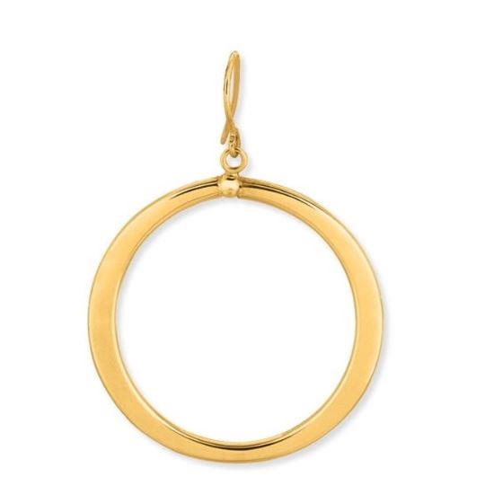 14K Yellow Gold Shiny Ring Freeform Drop Earring