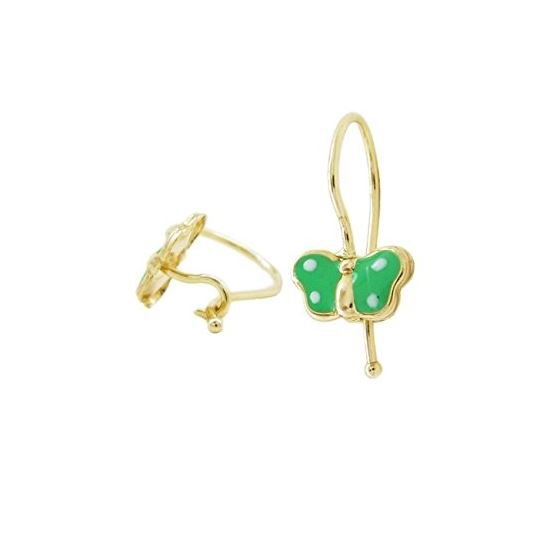 14K Yellow gold Butterfly hoop earrings for Children/Kids web76 1