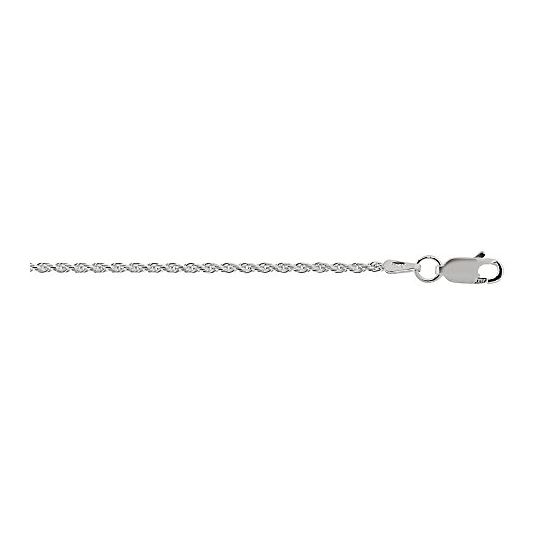 Silver with Rhodium Finish 1.4mm wide Diamond Cut Rope Chain with Lobster Clasp