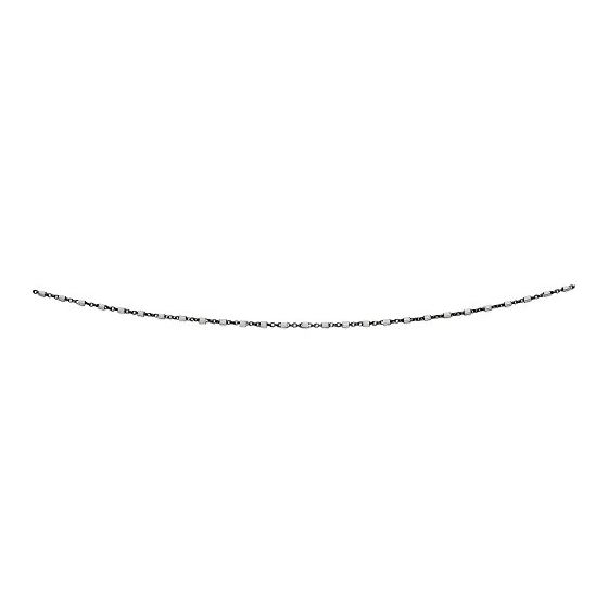 Sterling Silver 1.4 mm Wide Ruthenium Plated Polished Diamond Cut Cable and Bar Chain 9 Inch Long