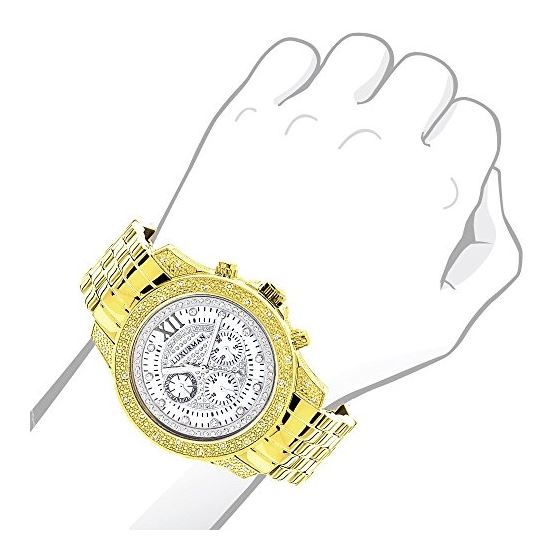 Mens Diamond Watches: Raptor Yellow Gold Plated-3