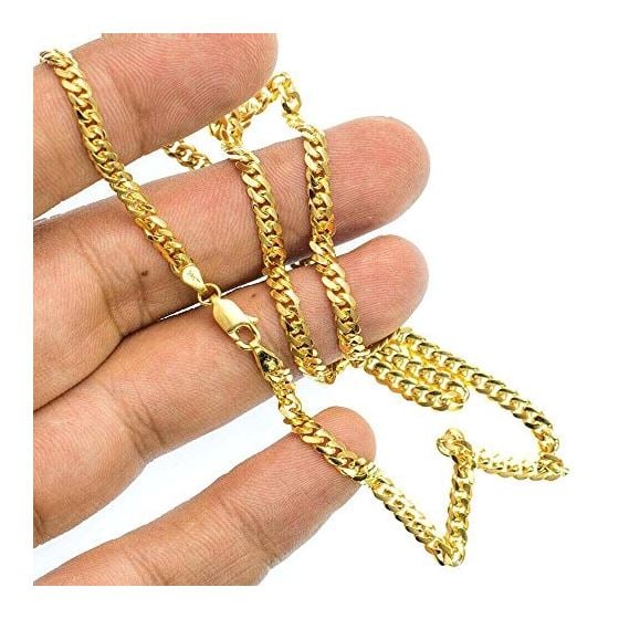 14K YELLOW Gold SOLID ITALY CUBAN Chain - 20 Inches Long 3.5MM Wide 3