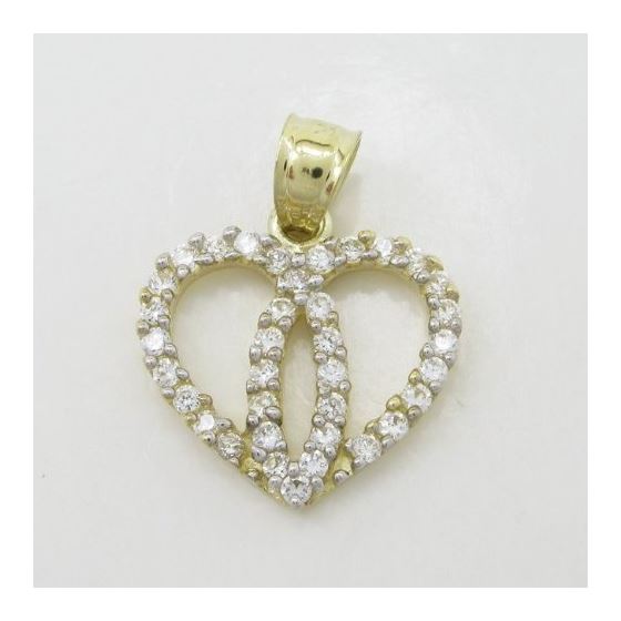 Womens 10k Yellow gold Dual heart join cz gold pendant GCHA45 3