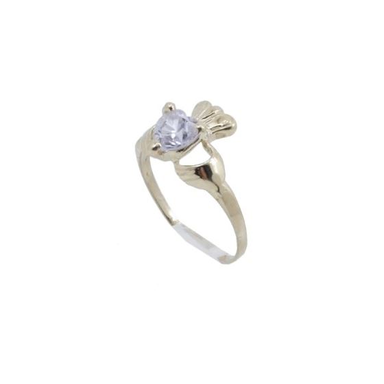 10k Yellow Gold Syntetic white gemstone ring ajr12 Size: 4 1