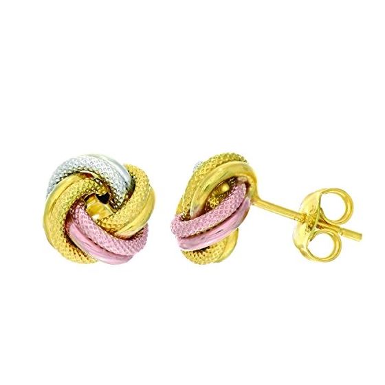 14K Tri-Color Gold Ladies Post Earrings ER2986