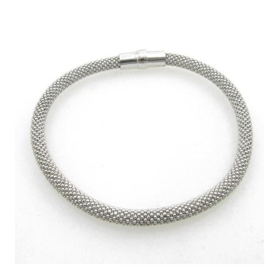 Ladies .925 Italian Sterling Silver white italian popcorn cuff bracelet Diameter - 2.75 inches 1