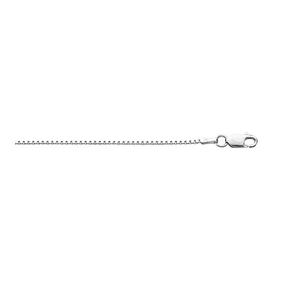 Silver with Non-Rhodium Finish 1.3mm wide Shiny Diamond Cut Box Chain with Lobster Clasp