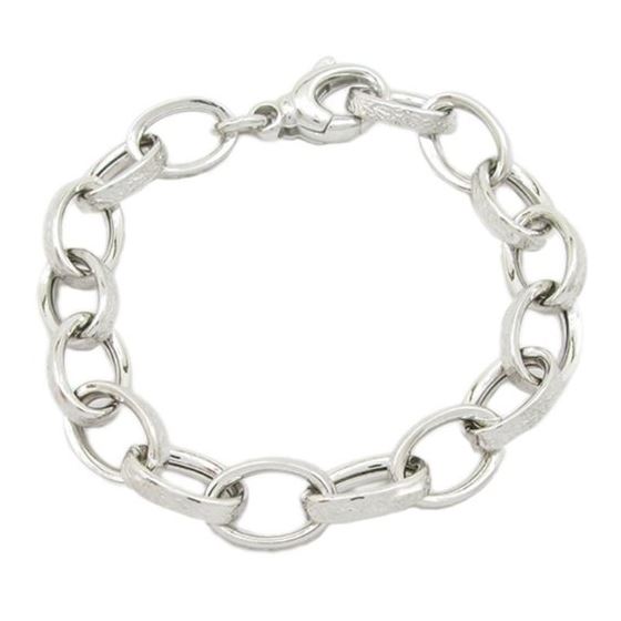 Mens Sterling silver White trace link bracelet 1