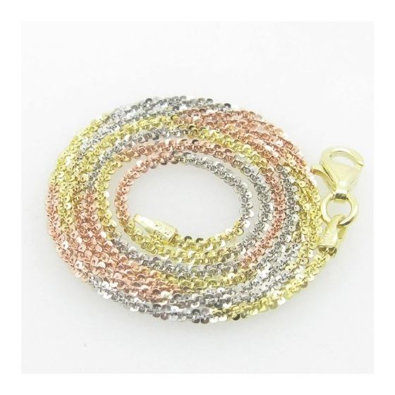 Ladies .925 Italian Sterling Silver Tri Color Fancy Link Chain Length - 18 inches Width - 1.5mm 1