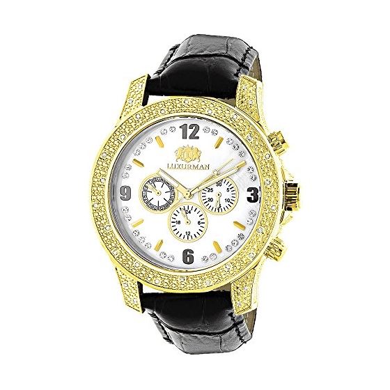 LUXURMAN Watches Mens Diamond Watch 0.50Ct-