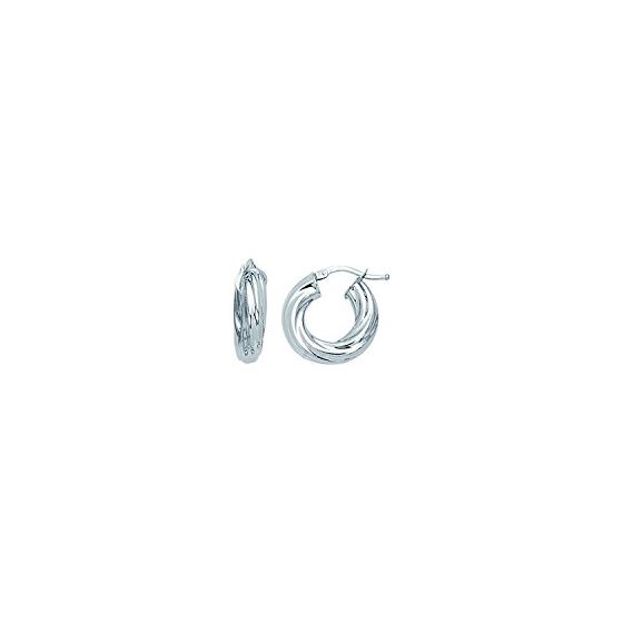 14K White Gold Ladies Hoop Earrings IT665