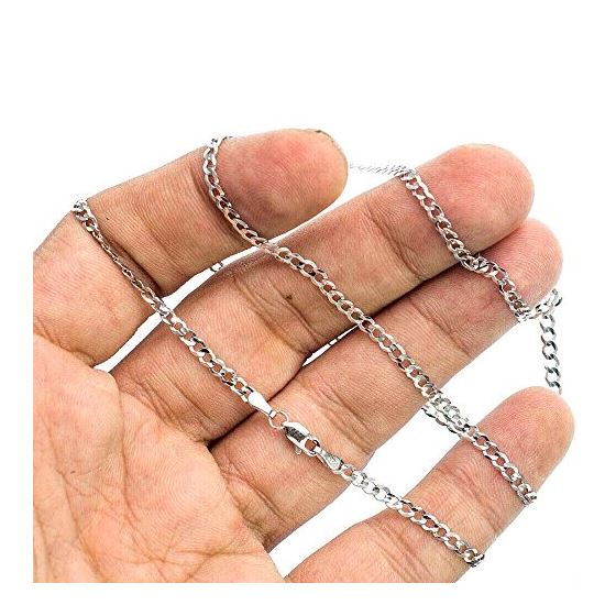 14K WHITE Gold SOLID ITALY CUBAN Chain - 20 Inches Long 3.6MM Wide 3