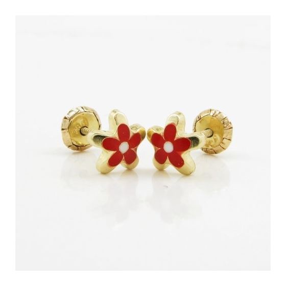 14K Yellow gold Flower stud earrings for Children/Kids web8 3