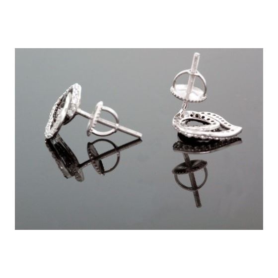 .925 Sterling Silver White Heart White and Black Onyx Crystal Micro Pave Unisex Mens Stud Earrings 3