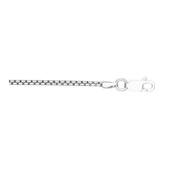 Silver with Rhodium Finish 1.4mm wide Diamond Cut Round Box Chain with Lobster Clasp