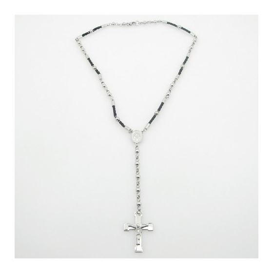 "Stainless Steel Rosary Necklace with Cross R145 ball 6 mm