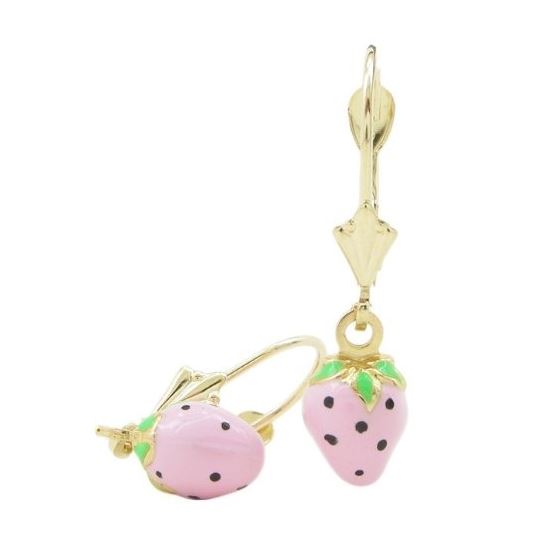 14K Yellow gold Strawberry chandelier earrings for Children/Kids web512 1