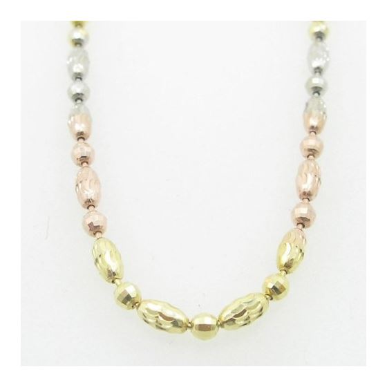 Ladies .925 Italian Sterling Silver Tri Color Ball Bar Link Chain Length - 16 inches Width - 2.5mm 3