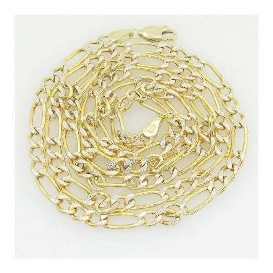 10K Yellow Gold diamond cut figaro chain GC114 1