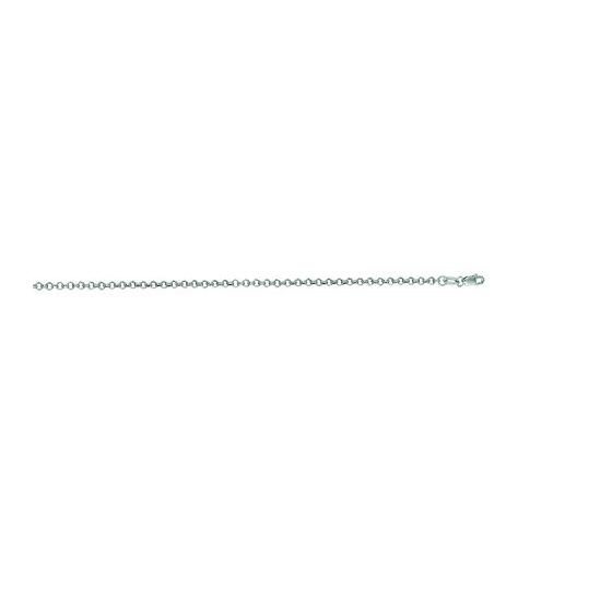 14K White Gold 2.3mm wide Diamond Cut Round Rolo Chain with Lobster Clasp 1