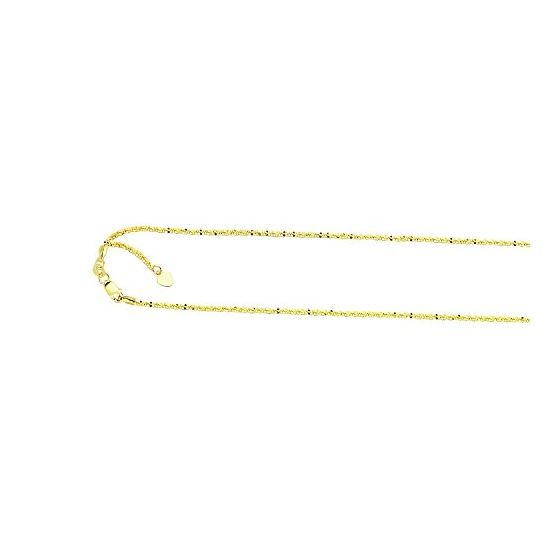 10K 22 inch long Yellow Gold 1.50mm wide Shiny Diamond Cut Adjustable Sparkle Chain with Lobster Cla