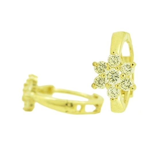 14K Yellow gold Flower cz hoop earrings for Children/Kids web264 1