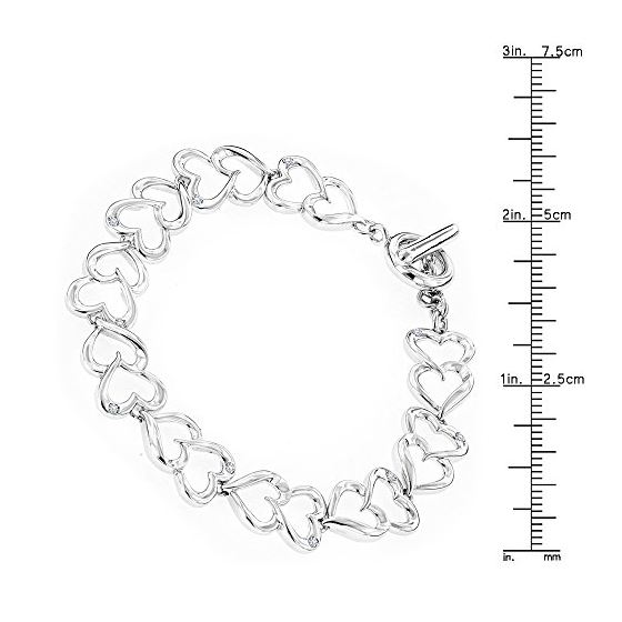 Luxurman Love Quotes: Sterling Silver Diamond Heart Bracelet for Women 3