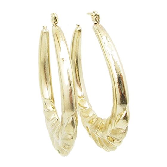 10k Yellow Gold earrings Crest hoop AGBE3 1