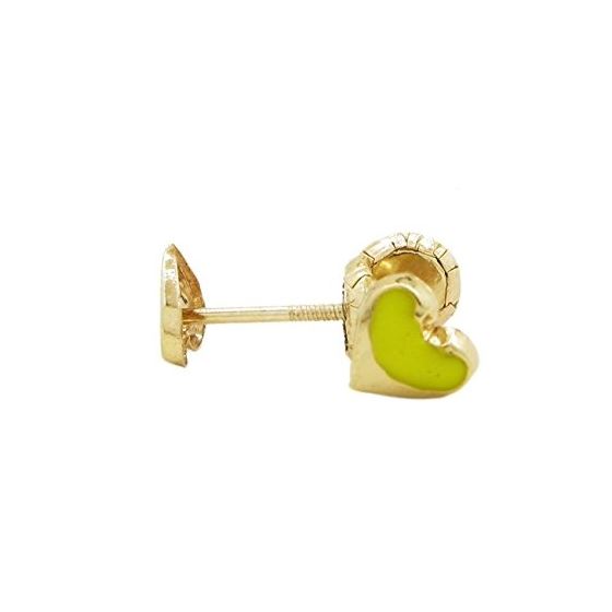 14K Yellow gold Heart stud earrings for Children/Kids web110 1