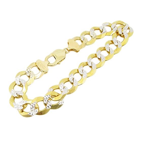 Mens 10k Yellow Gold diamond cut figaro cuban mariner link bracelet 8.5 inches long and 8mm wide 1