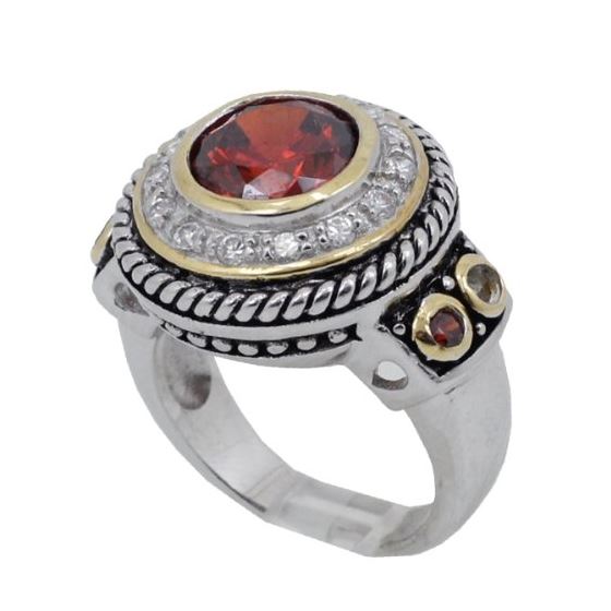 "Ladies .925 Italian Sterling Silver Ruby Red synthetic gemstone ring SAR21 6