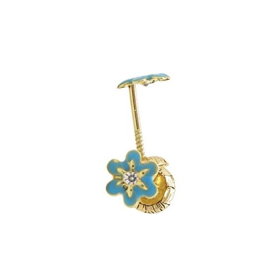 14K Yellow gold Flower cz stud earrings for Children/Kids web26 1