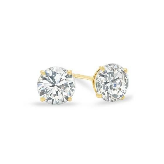 Unisex 14K Solid Yellow Gold 7mm CZ Round Cut Basket Set Earrings Free Box 40-5 Size unisex