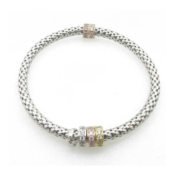 Ladies .925 Italian Sterling Silver white fancy italian primavera bracelet Diameter - 2.55 inches 1