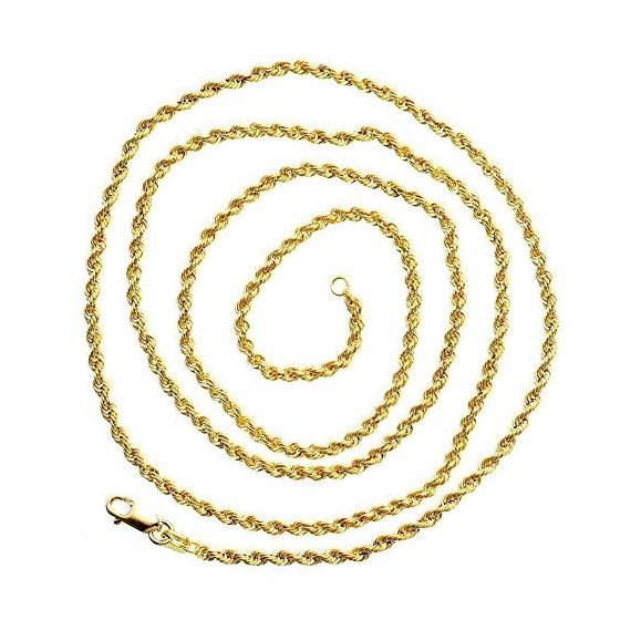 10K Yellow SOLID Gold Rope Chain Necklace 2.25MM wide 1