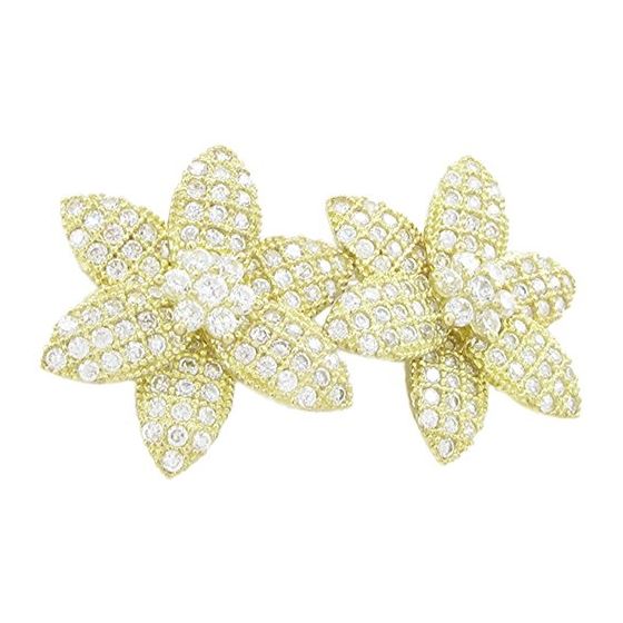 Womens 10k Yellow gold Flower white cz stud earring ELMI36 1