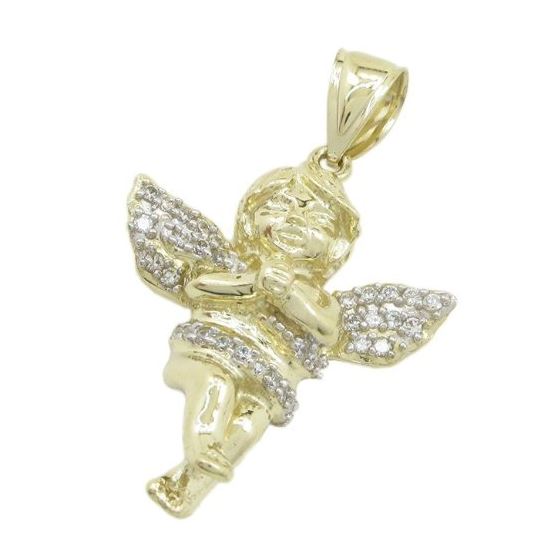 Mens 10k Yellow gold Yellow gold angel praying cz pendant LIGS9 1