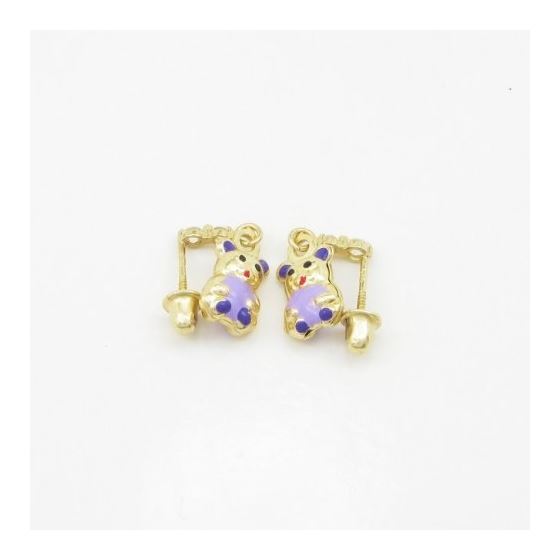 14K Yellow gold Panda cz chandelier earrings for Children/Kids web369 3