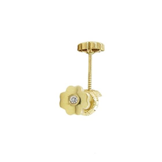 14K Yellow gold Flower cz stud earrings for Children/Kids web177 1