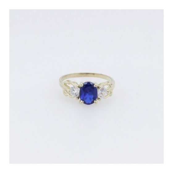 10k Yellow Gold Syntetic blue gemstone ring ajr13 Size: 7 3