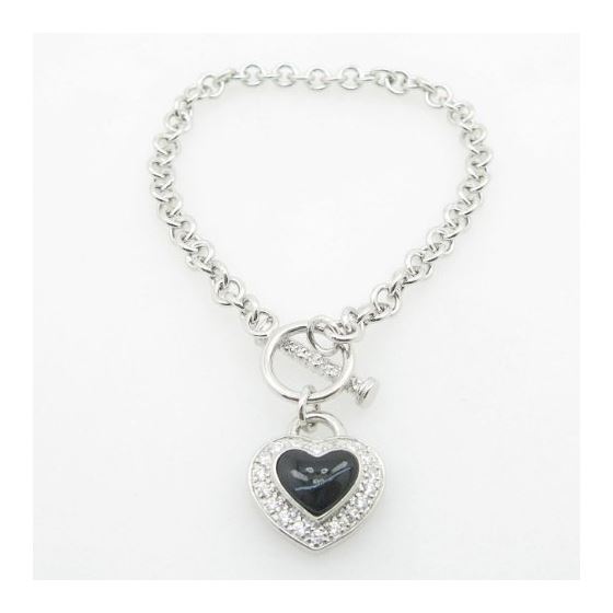 Ladies .925 Italian Sterling Silver Open Link Heart Bracelet Length - 8 inches Width - 5mm 1