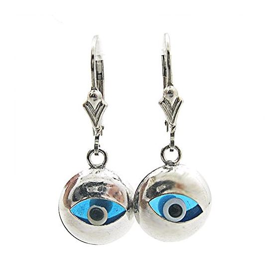 Sterling Silver evil eye dangle earrings fancy 1