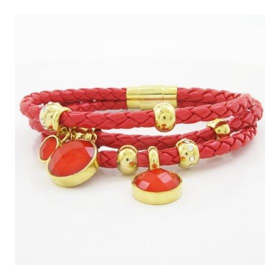 Womens red band red stone braided bracelet CBBR4 7.5 inches long and 79mm wide 3