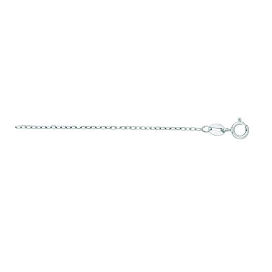 14K White Gold 1.3mm wide Diamond Cut Faceted Cable Link Chain with Spring Ring Clasp 1