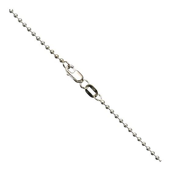 14K WHITE Gold SOLID BALL Chain - 24 Inches Long 1.8MM Wide 1