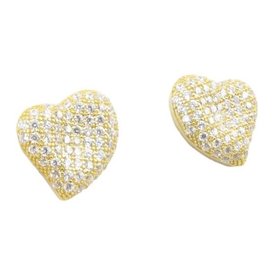 Womens .925 sterling silver Yellow heart earring 4mm thick and 11mm wide Size 1