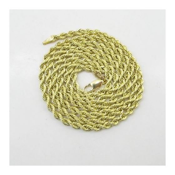 "Mens 10k Yellow Gold hollow rope chain ELNC17 24"" long and 3.3mm wide 3"