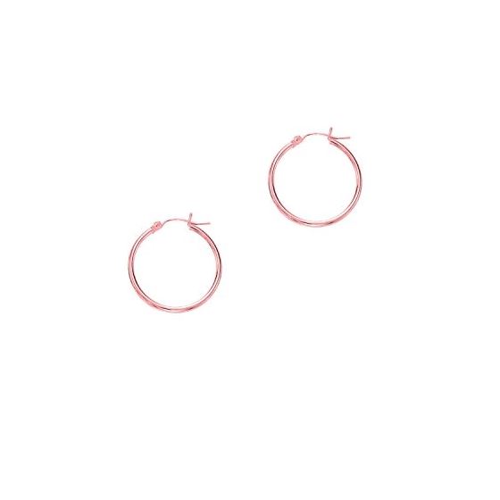 14K Pink Gold Ladies Shiny Hoop Earrings PKLT208