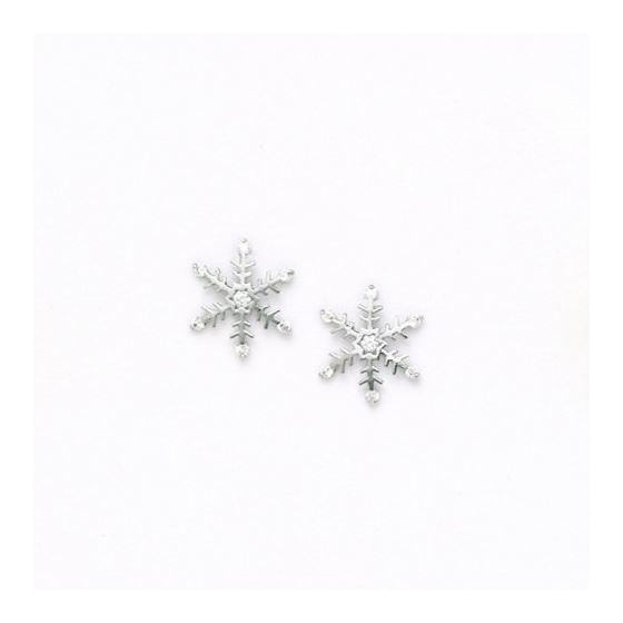 14K White Gold star oval drop shap with cz earrings screw back Size: Actual Image