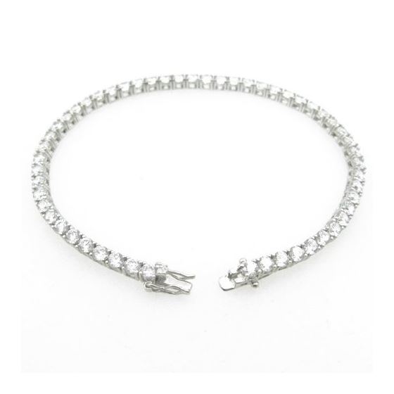 Ladies .925 Italian Sterling Silver round cut cz tennis bracelet Length - 7 inches Width - 3mm 3